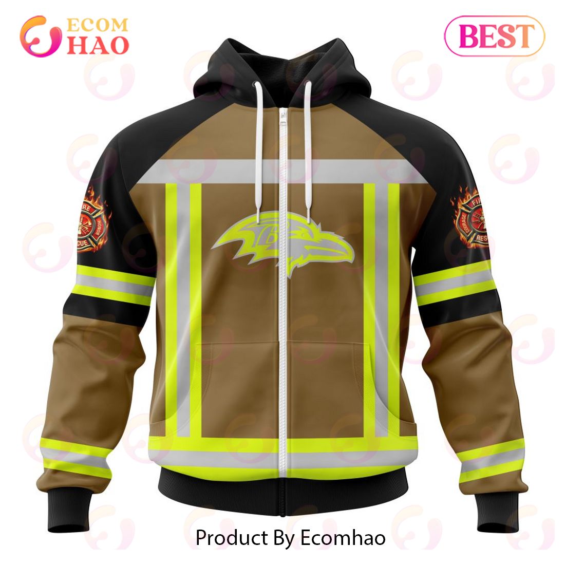 NFL Baltimore Ravens Special Firefighter Uniform Design 3D Hoodie