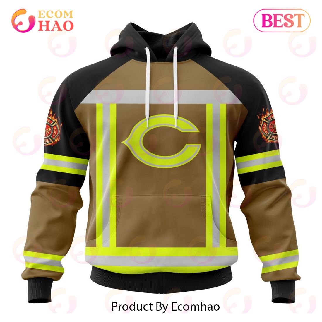 NFL Chicago Bears Special Firefighter Uniform Design 3D Hoodie