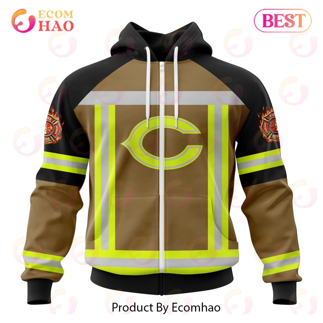 NFL Chicago Bears Special Firefighter Uniform Design 3D Hoodie