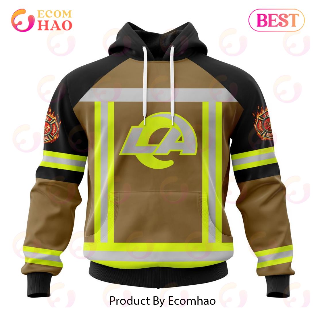 NFL Los Angeles Rams Special Firefighter Uniform Design 3D Hoodie