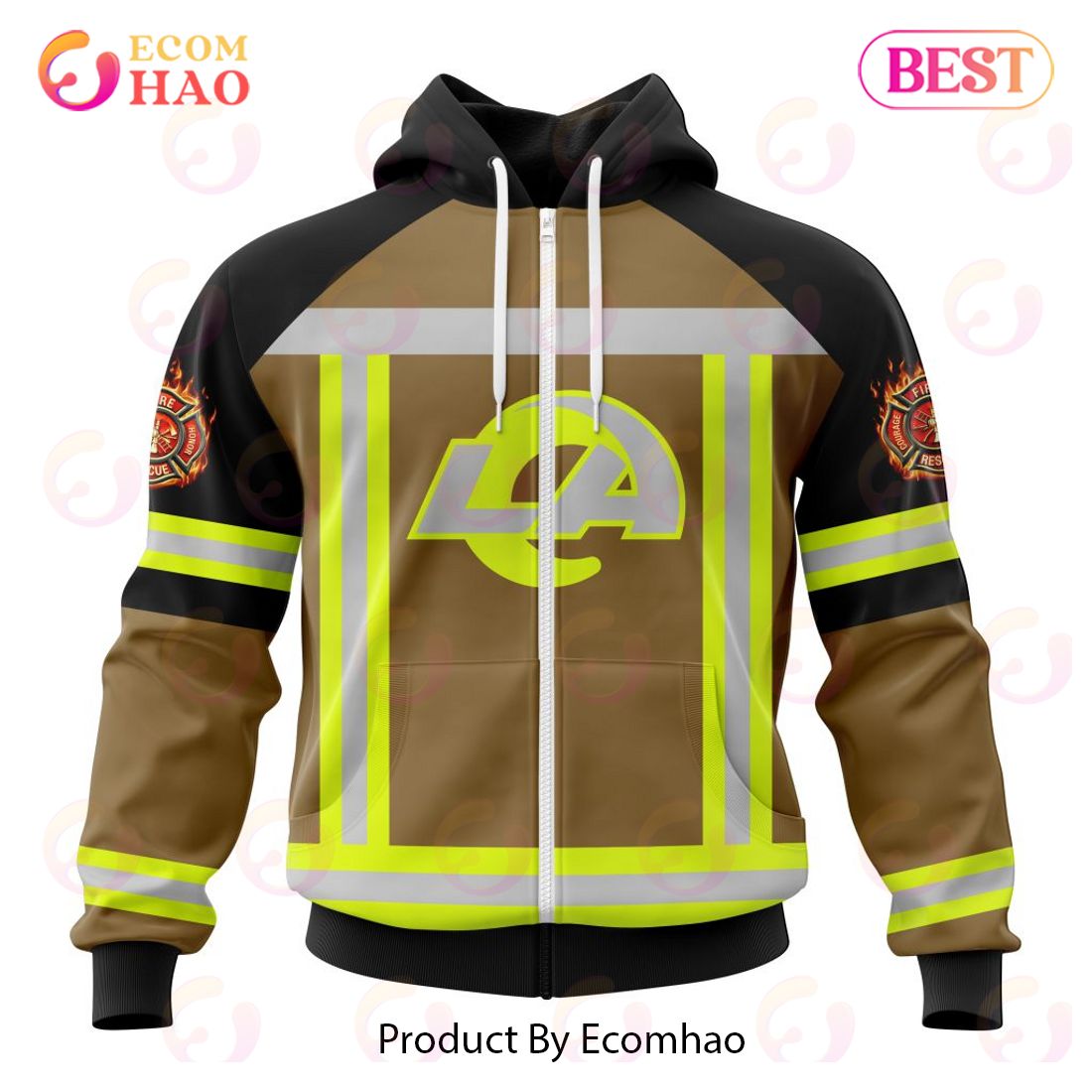 NFL Los Angeles Rams Special Firefighter Uniform Design 3D Hoodie