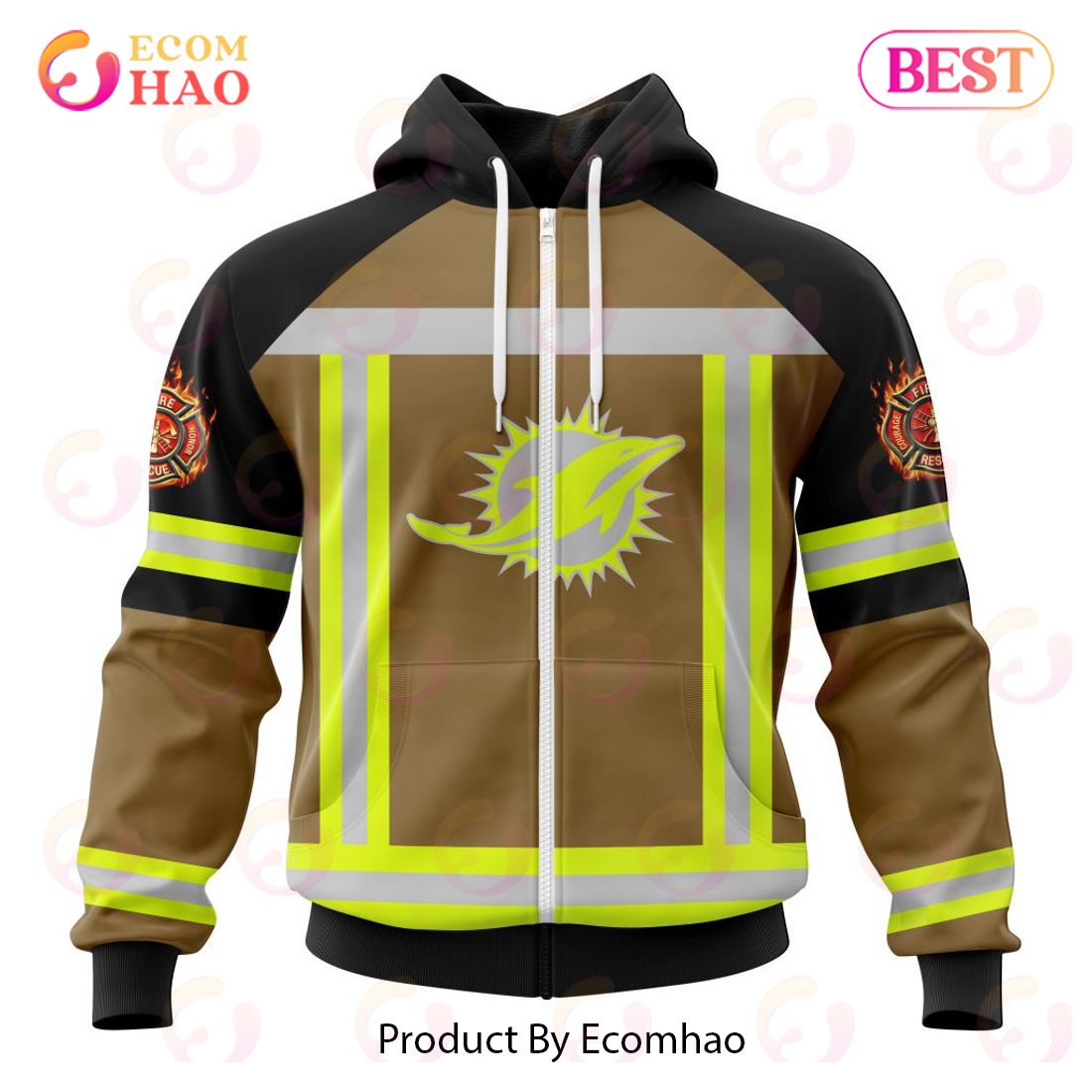 NFL Miami Dolphins Special Firefighter Uniform Design 3D Hoodie