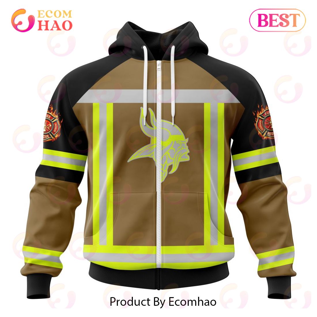 NFL Minnesota Vikings Special Firefighter Uniform Design 3D Hoodie