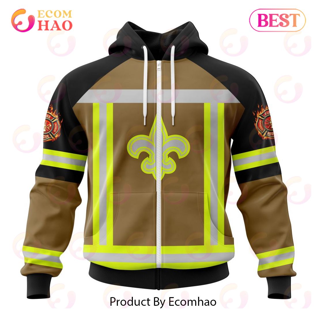 NFL New Orleans Saints Special Firefighter Uniform Design 3D Hoodie