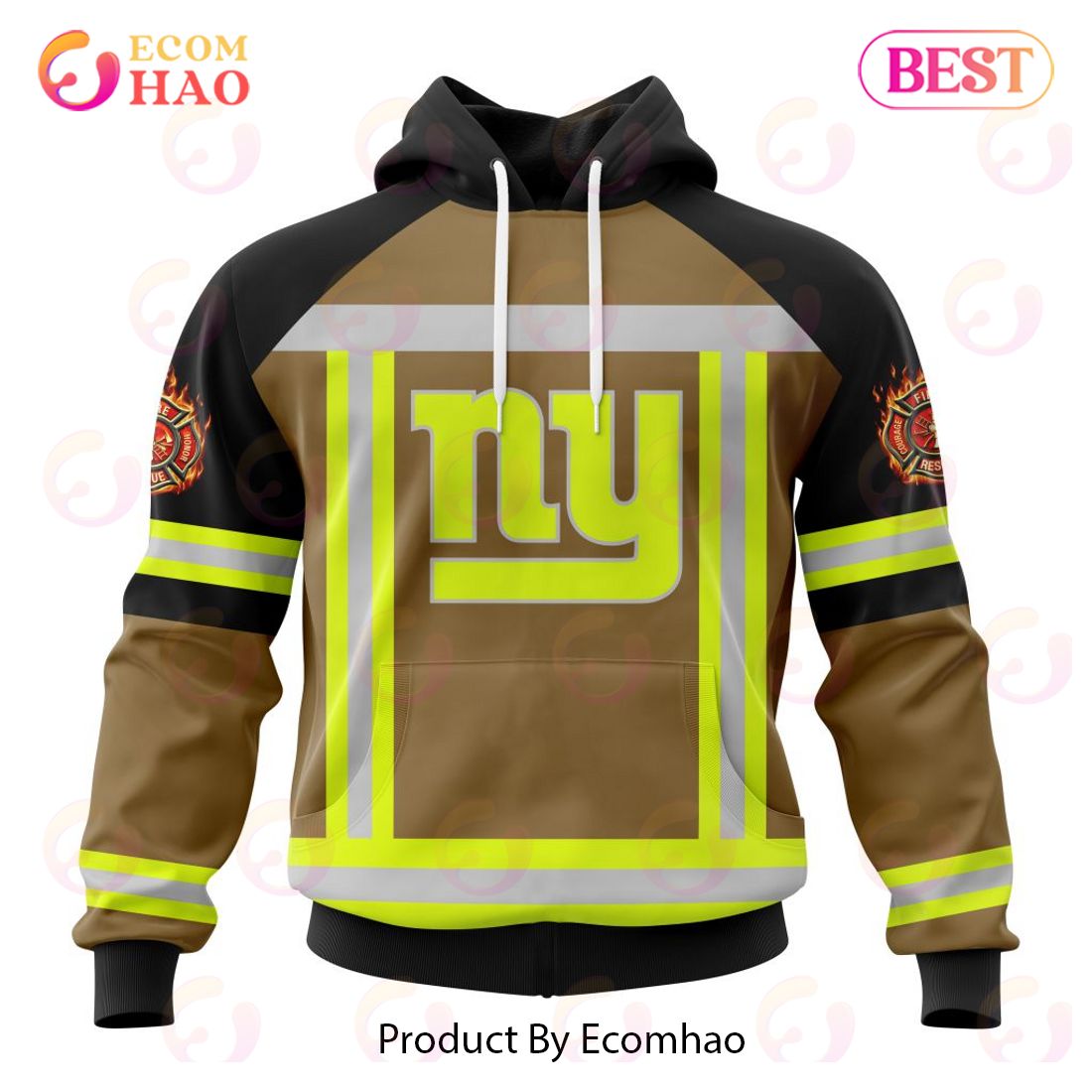 NFL New York Giants Special Firefighter Uniform Design 3D Hoodie