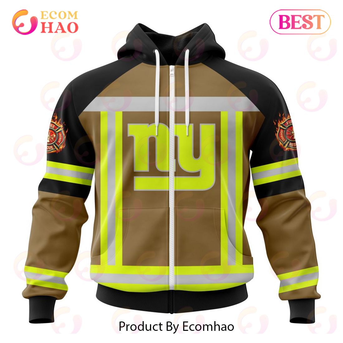 NFL New York Giants Special Firefighter Uniform Design 3D Hoodie