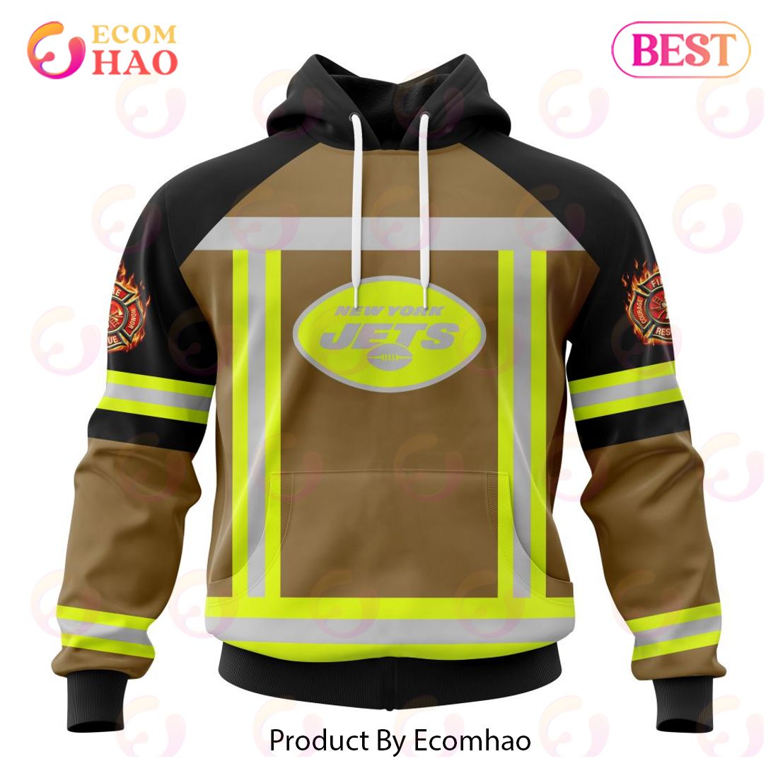 NFL New York Jets Special Firefighter Uniform Design 3D Hoodie