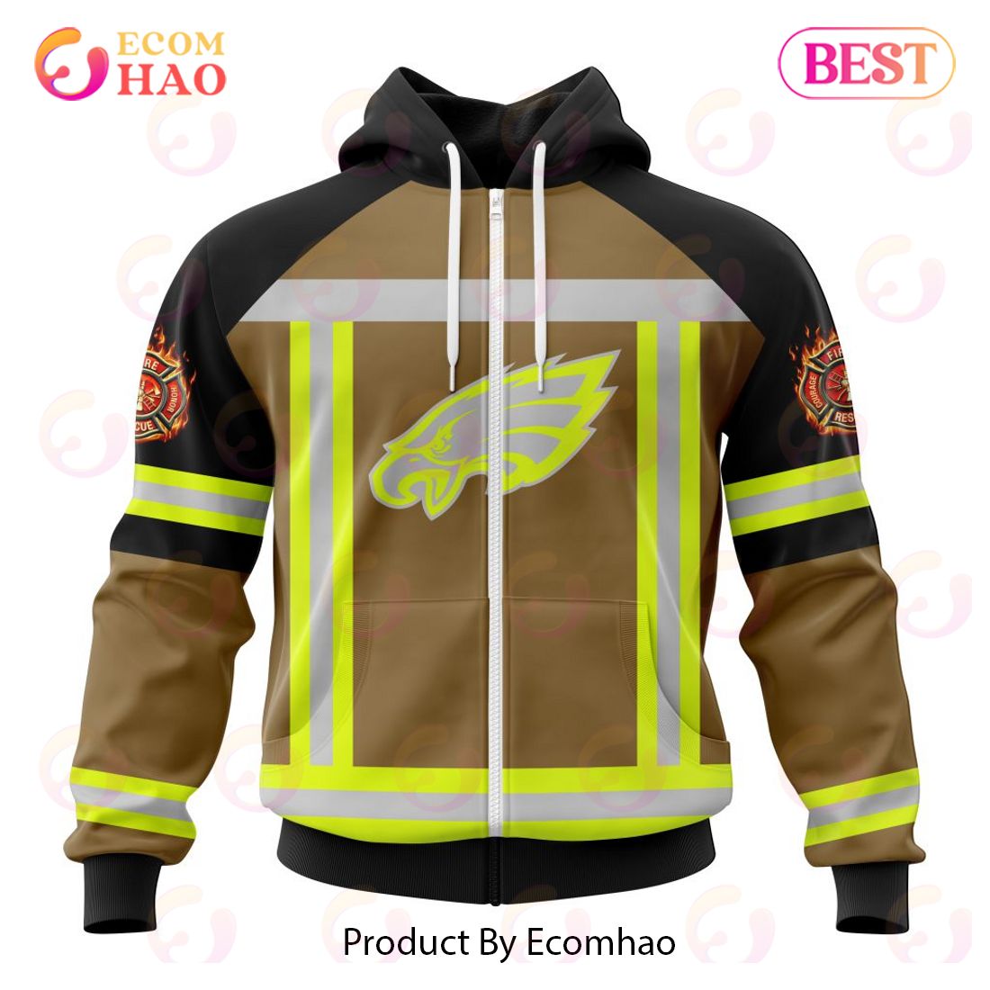 NFL Philadelphia Eagles Special Firefighter Uniform Design 3D Hoodie