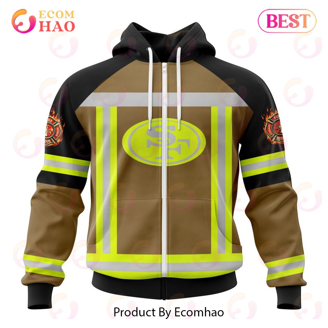 NFL San Francisco 49ers Special Firefighter Uniform Design 3D Hoodie