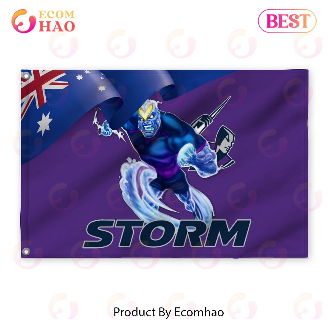 NRL Melbourne Storm 3D Flag