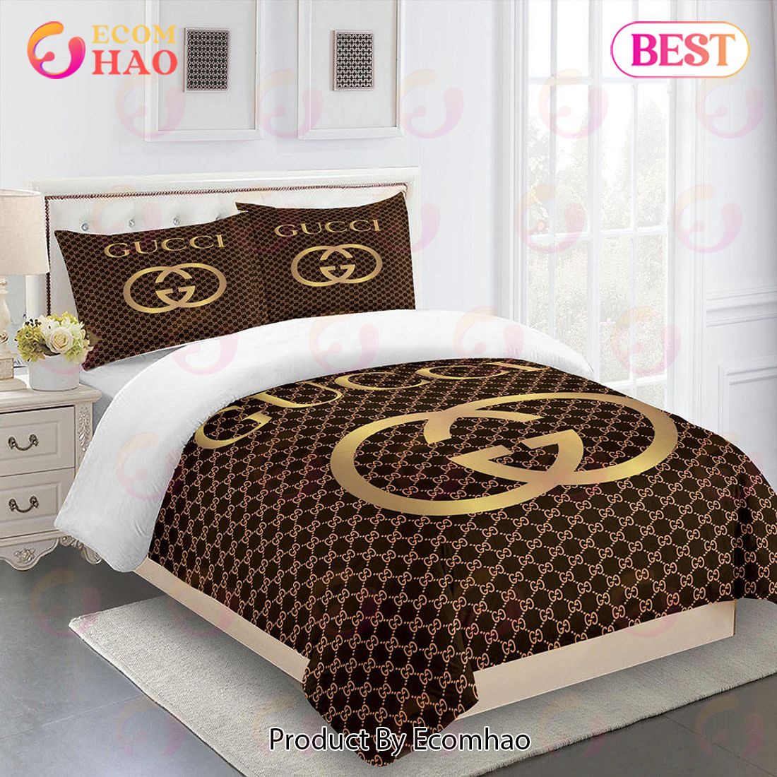 Gucci Bedding Set Dark Brown And Gold Luxury Bed Sheets Luxury Items