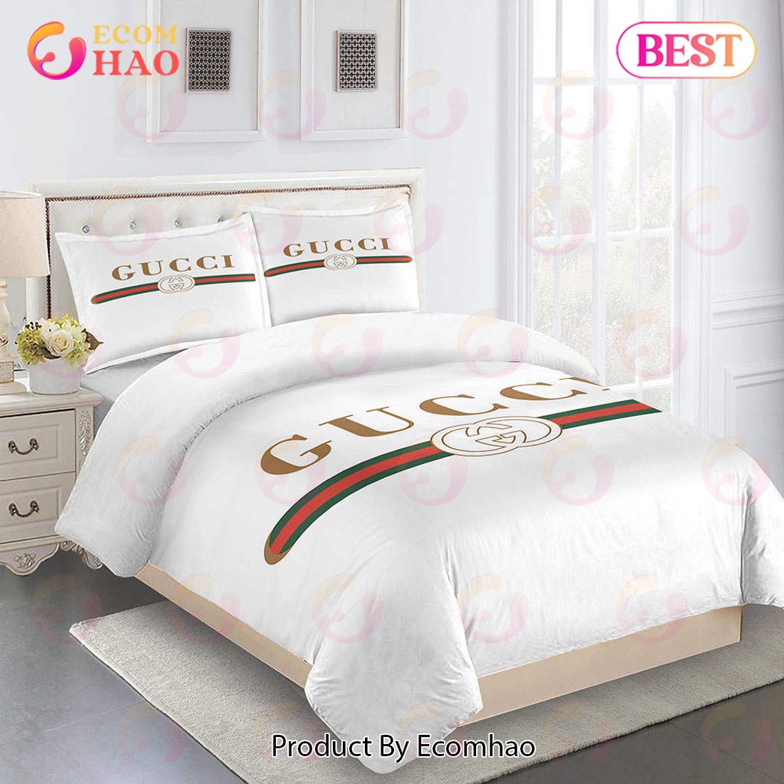 Gucci Bedding Set White And Brown Luxury Bed Sheets Luxury Items