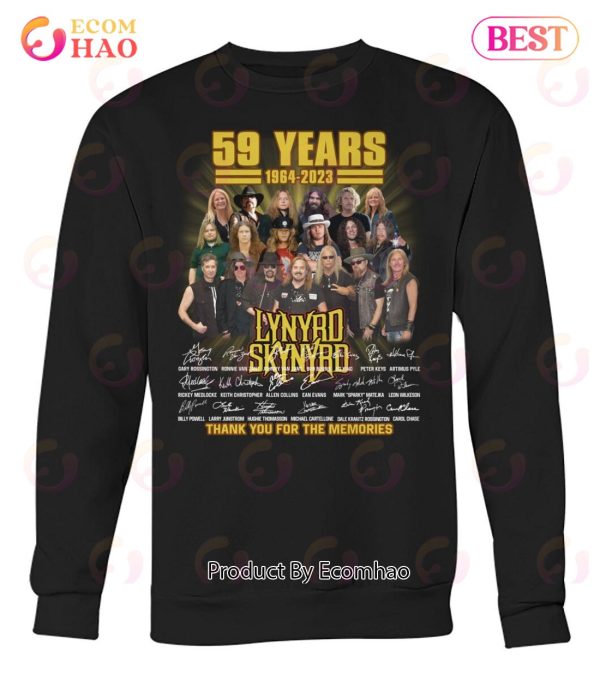 59 Years Of 1964 – 2023 Lynyrd Skynyrd Thank You For The Memories T-Shirt