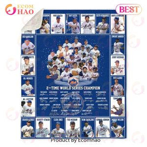 MLB New York Mets 2-Time World Series Champion Quilt, Fleece Blanket, Sherpa Fleece Blanket