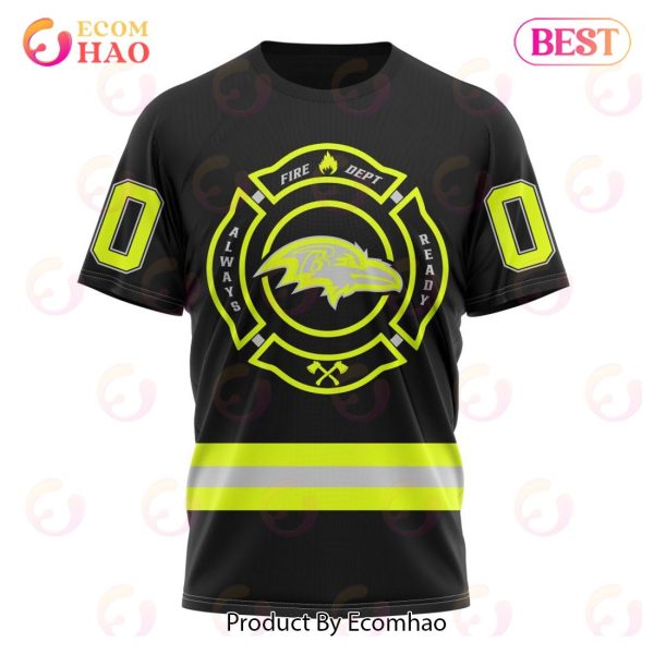 NFL Baltimore Ravens Custom Name And Number Special FireFighter Uniform Design 3D Hoodie