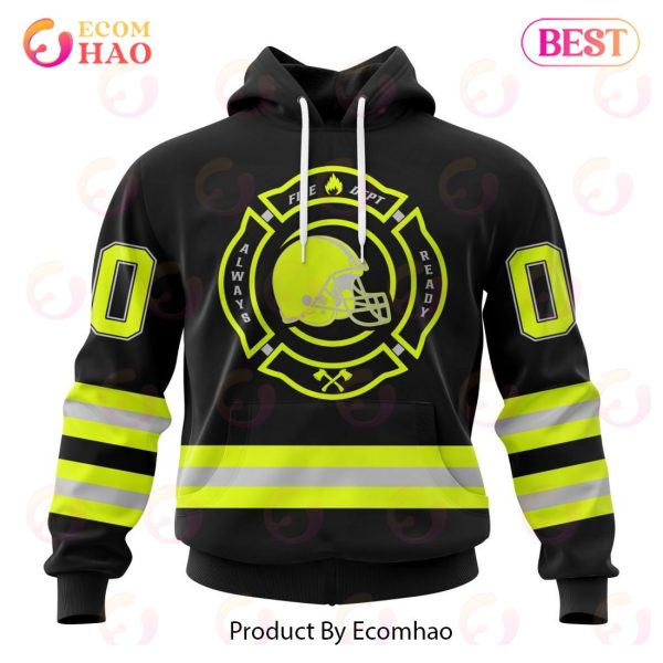 NFL Cleveland Browns Custom Name And Number Special FireFighter Uniform Design 3D Hoodie