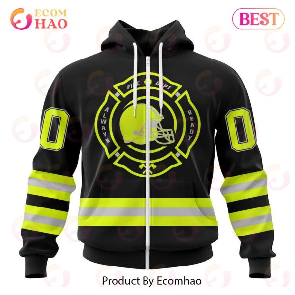 NFL Cleveland Browns Custom Name And Number Special FireFighter Uniform Design 3D Hoodie