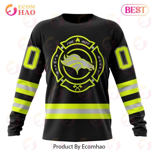 NFL Denver Broncos Custom Name And Number Special FireFighter Uniform Design 3D Hoodie