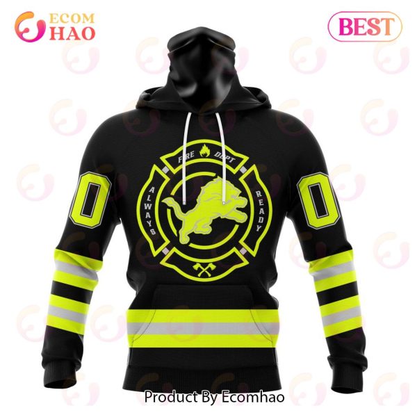NFL Detroit Lions Custom Name And Number Special FireFighter Uniform Design 3D Hoodie