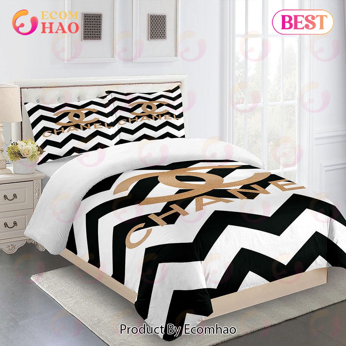 Chanel Comforter Set Designer White Black And Brown V2 Duvet Cover Bedding  Sets - Ecomhao Store