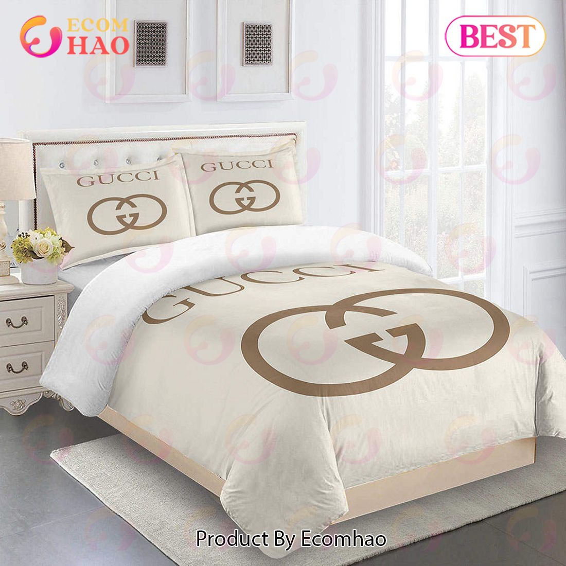 Gucci Bedding Set Beige And Brown Luxury Duvet Cover Bedding Sets Luxury Items