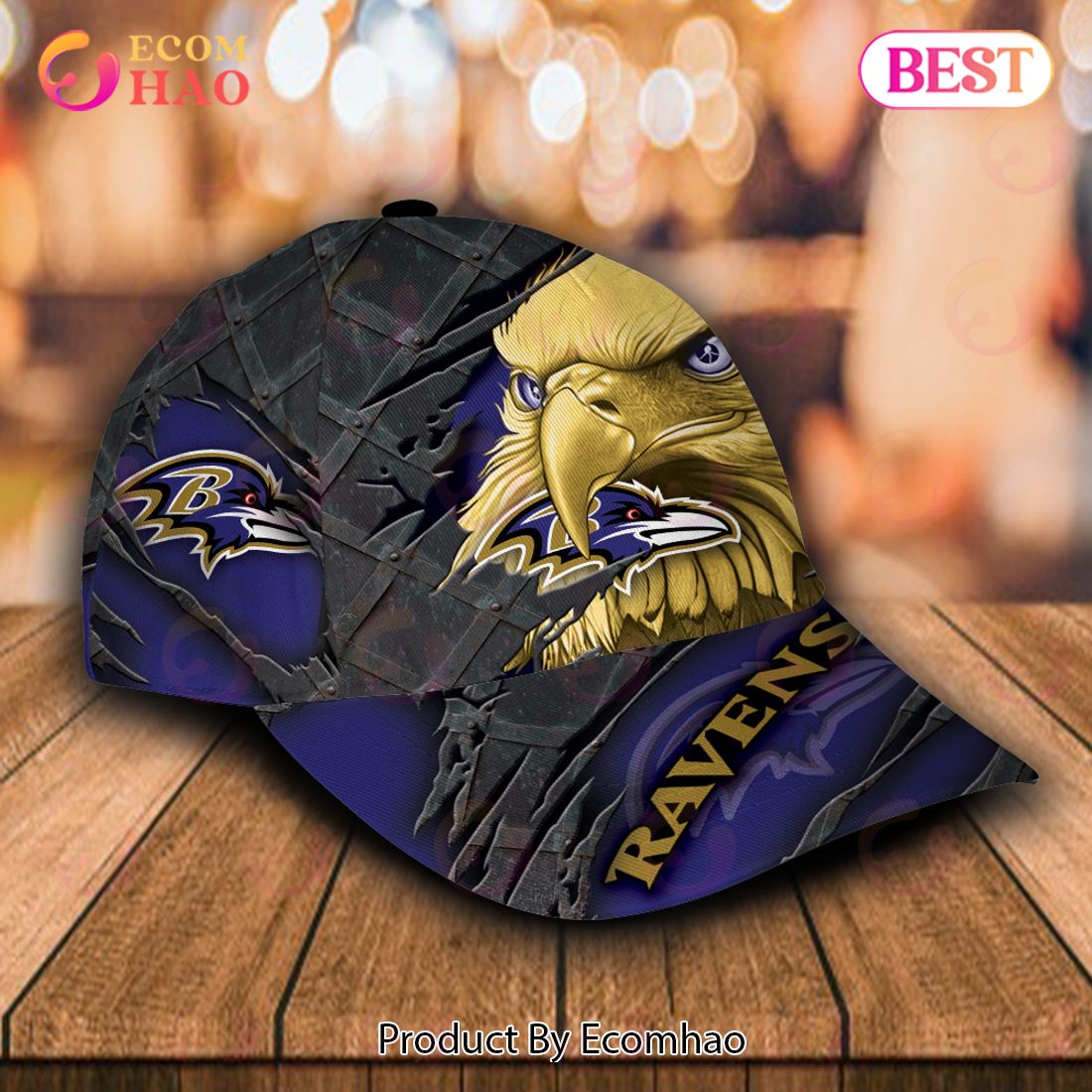 NFL Baltimore Ravens Special Eagle Bird Design Cap Custom Name