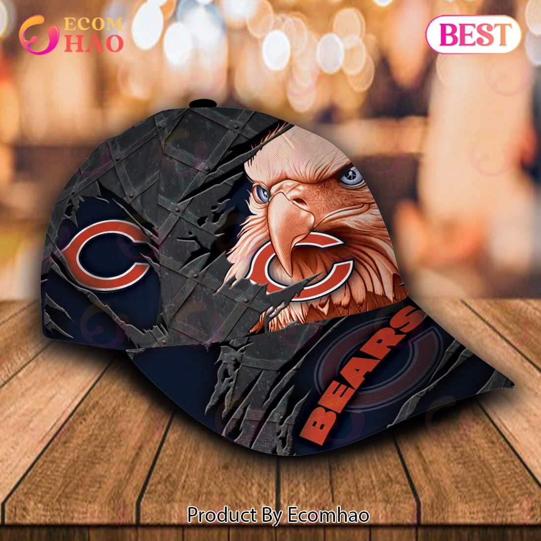 NFL Chicago Bears Special Eagle Bird Design Cap Custom Name