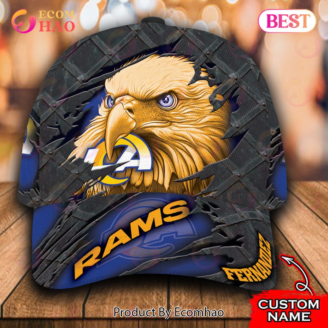 NFL Los Angeles Rams Special Eagle Bird Design Cap Custom Name