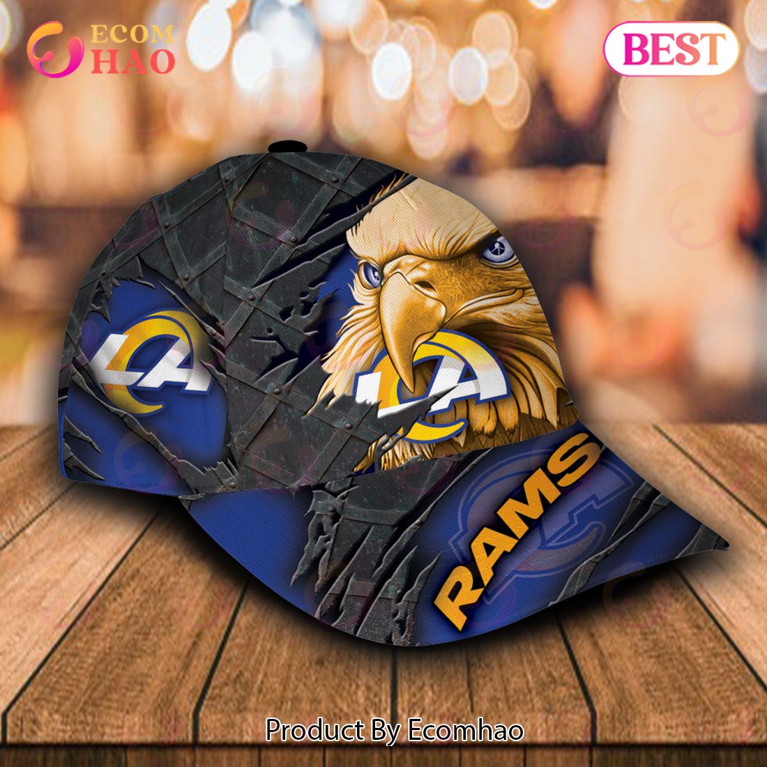 NFL Los Angeles Rams Special Eagle Bird Design Cap Custom Name