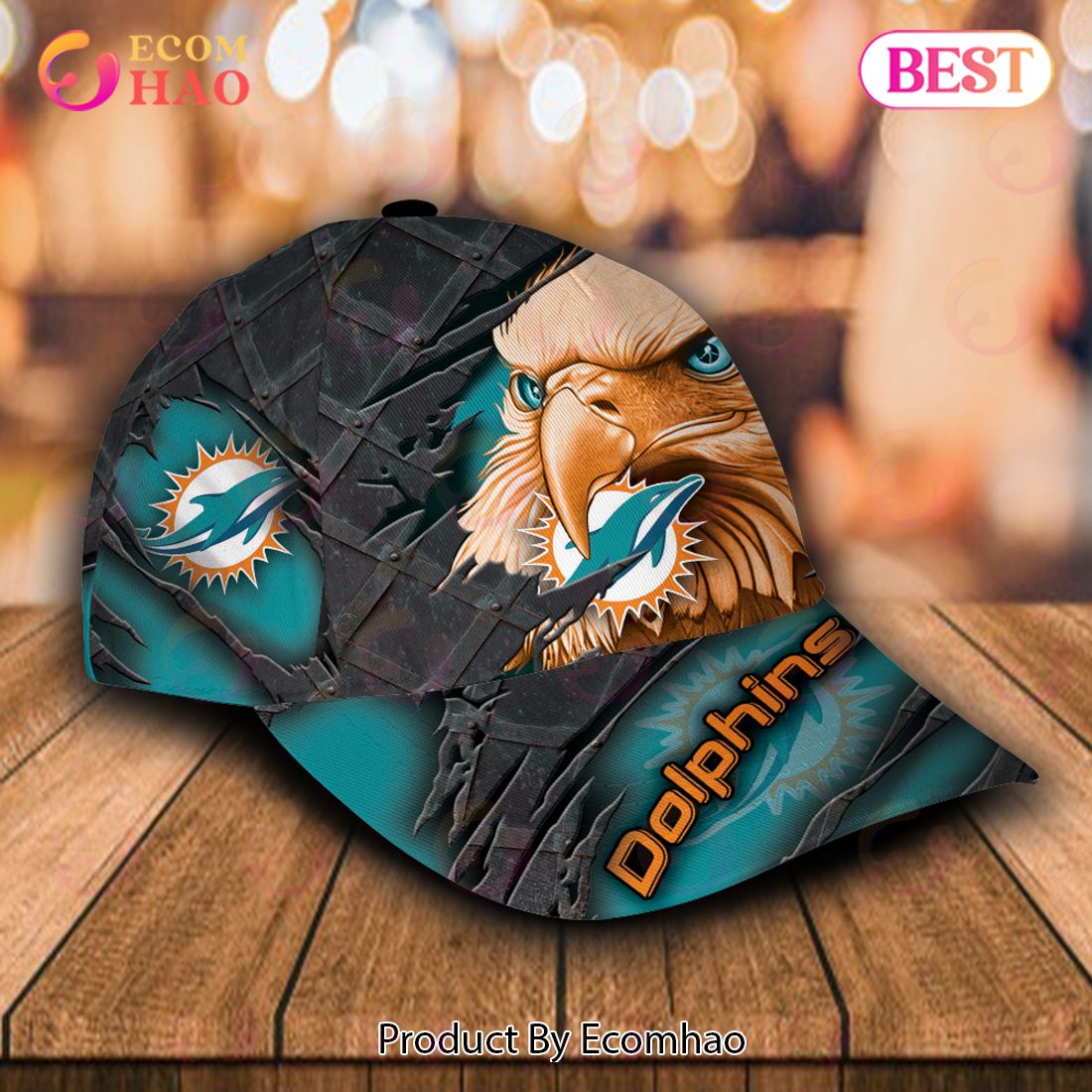 NFL Miami Dolphins Special Eagle Bird Design Cap Custom Name