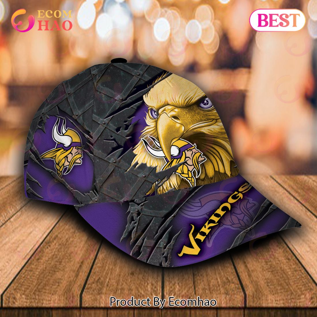 NFL Minnesota Vikings Special Eagle Bird Design Cap Custom Name