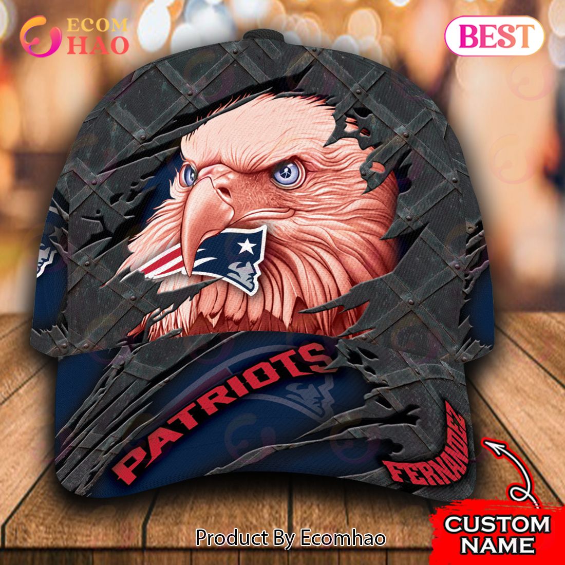 NFL New England Patriots Special Eagle Bird Design Cap Custom Name