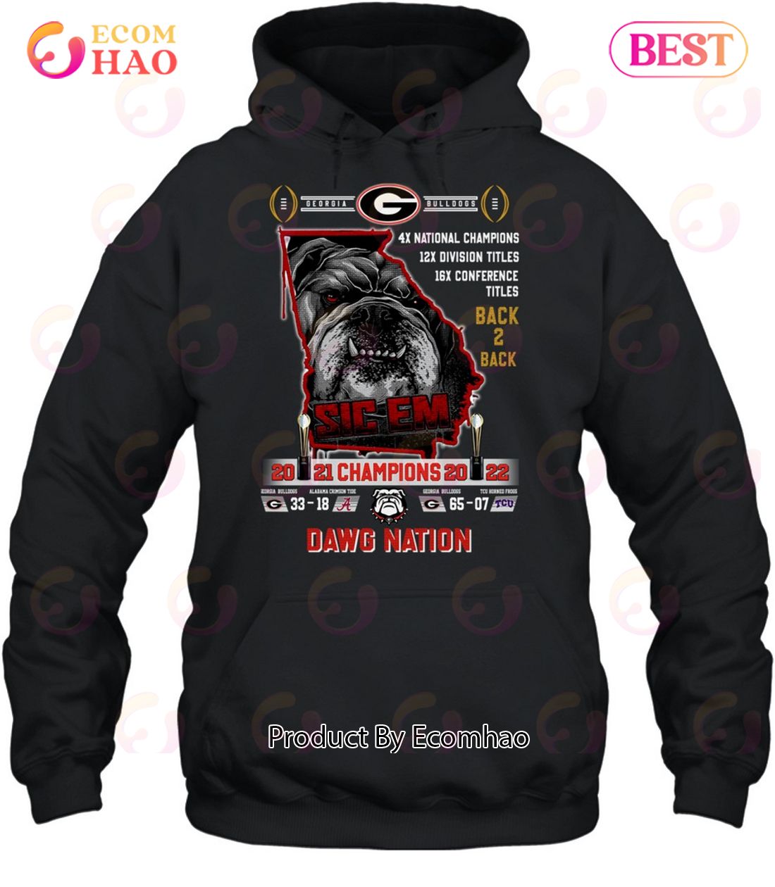 Georgia Bulldogs Back 2 Back 2021 – 2022 Champions Dawg Nation T-Shirt