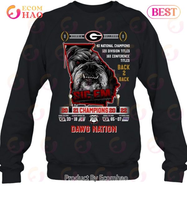 Georgia Bulldogs Back 2 Back 2021 – 2022 Champions Dawg Nation T-Shirt