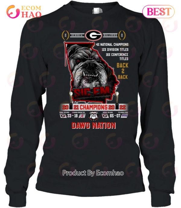 Georgia Bulldogs Back 2 Back 2021 – 2022 Champions Dawg Nation T-Shirt