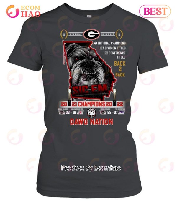 Georgia Bulldogs Back 2 Back 2021 – 2022 Champions Dawg Nation T-Shirt
