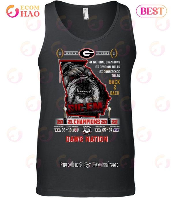Georgia Bulldogs Back 2 Back 2021 – 2022 Champions Dawg Nation T-Shirt