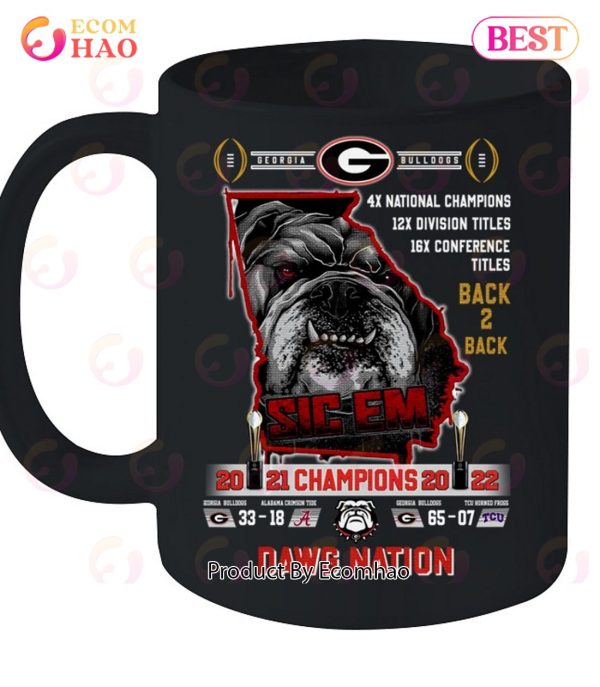 Georgia Bulldogs Back 2 Back 2021 – 2022 Champions Dawg Nation T-Shirt
