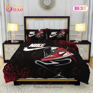 Nike Air Jordan Black Red Bedding Set