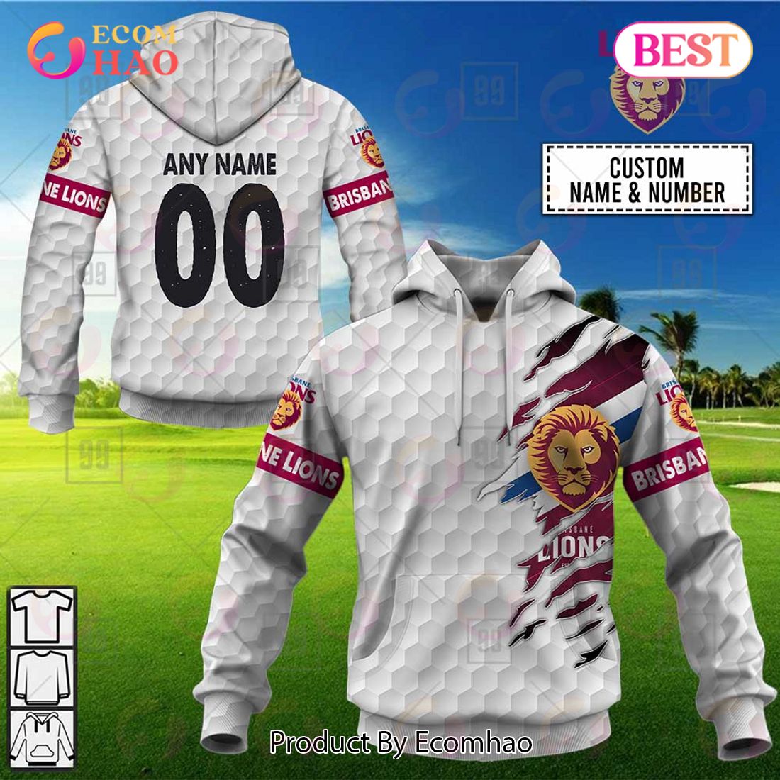 Personalized Golf AFL Brisbane Lions 3D Hoodie