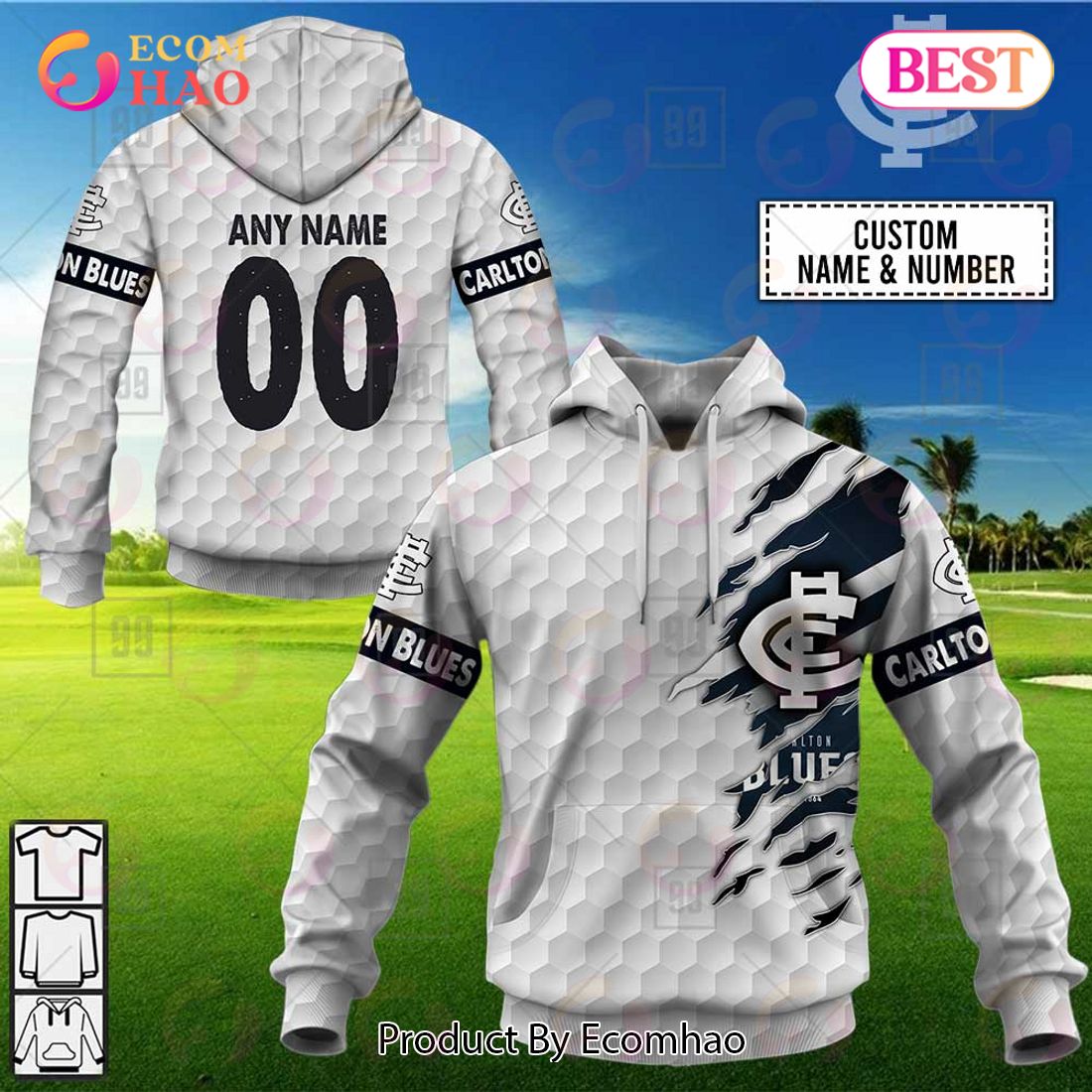 Personalized Golf AFL Carlton Blues 3D Hoodie