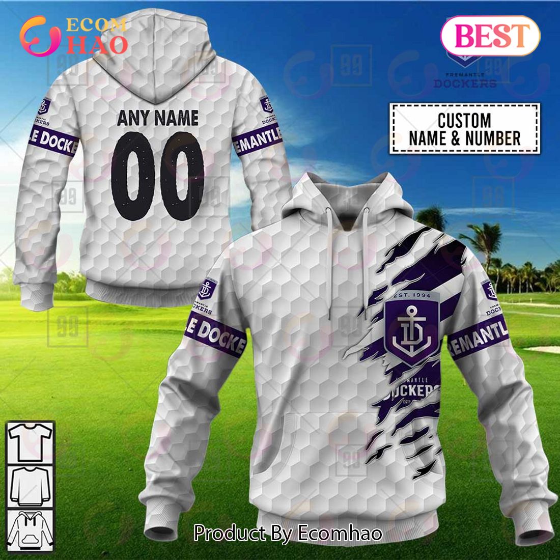 Personalized Golf AFL Fremantle Dockers 3D Hoodie