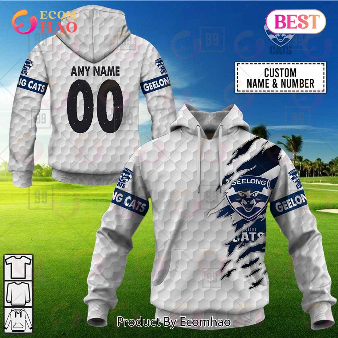 Personalized Golf AFL Collingwood Magpies 3D Hoodie