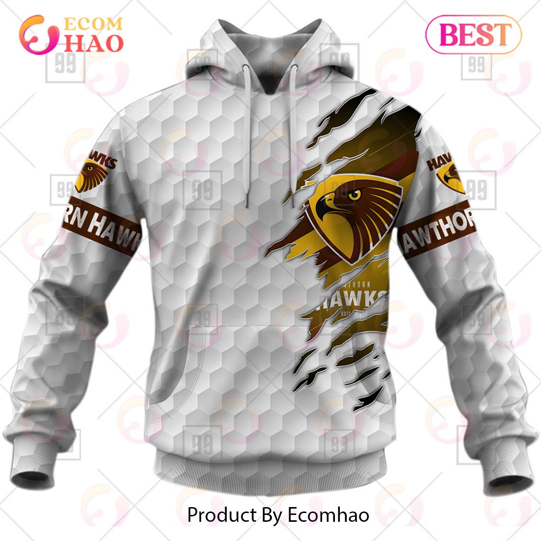 Personalized Golf AFL Hawthorn Hawks 3D Hoodie