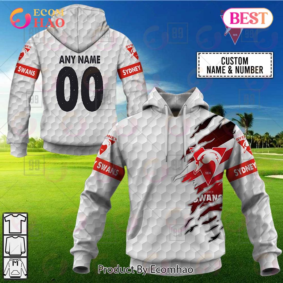 Personalized Golf AFL Sydney Swans 3D Hoodie