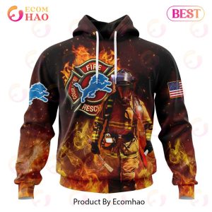 NFL Detroit Lions – Personalized Honor Firefighters – First Responders 3D Hoodie