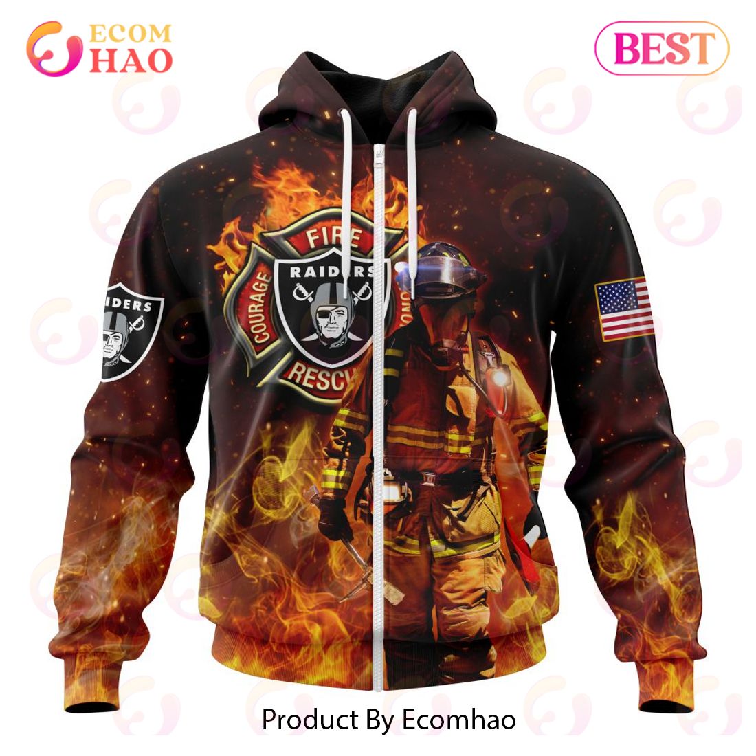 NFL Las Vegas Raiders – Personalized Honor Firefighters – First Responders 3D Hoodie