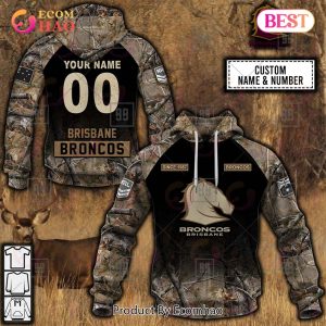 Personalized NRL Brisbane Broncos Camouflage 3D Hoodie