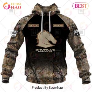 Personalized NRL Brisbane Broncos Camouflage 3D Hoodie