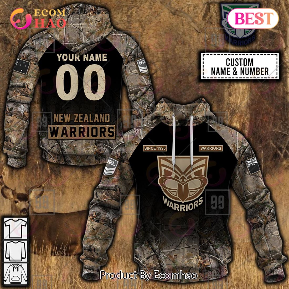 Personalized NRL Melbourne Storm Camouflage 3D Hoodie